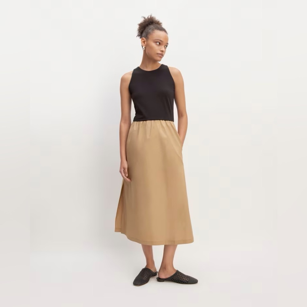 Everlane Black and Tan Midi Dress